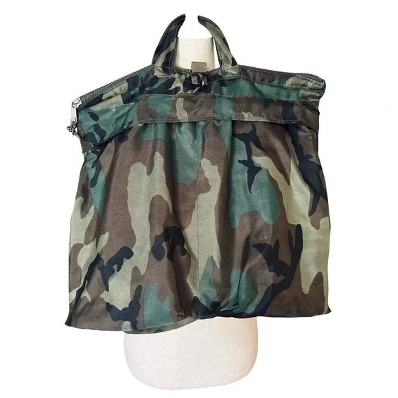 Vintage 90s Y2K Camo Purse Bag Camouflage Nylon Womens Large Green Clueless Edit - Picture 3 of 16